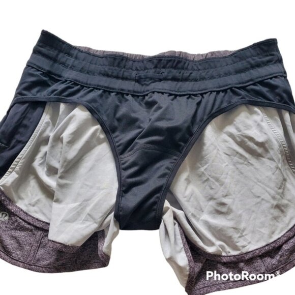 Lululemon Heather Lux Multi Black Tracker Short V Size 12 - Picture 5 of 12